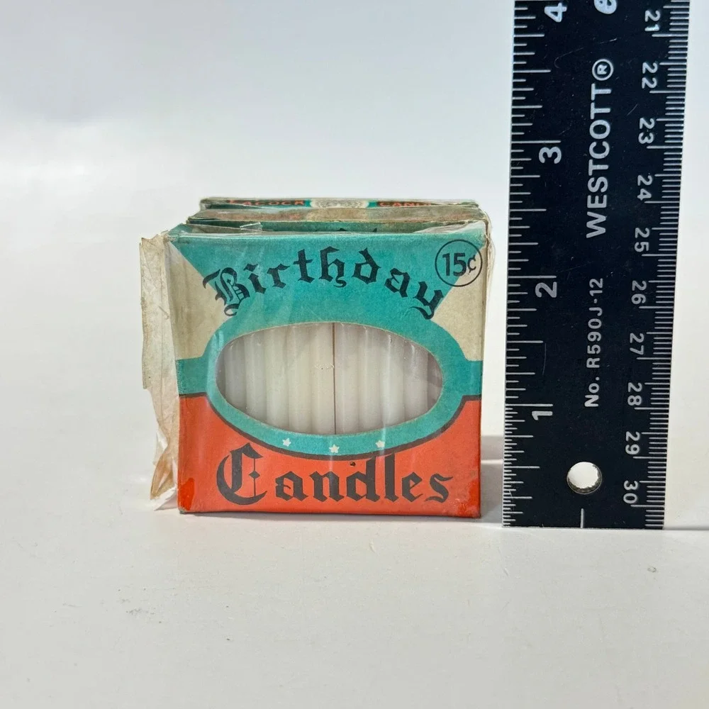 NEW Vintage Peacock Birthday Candles Lot of 3 Boxes 36ct Blue White Yellow Japan